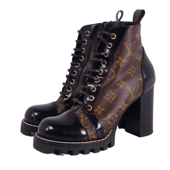 Louis Vuitton LV Monogram Star Trail Heeled Chunky Combat Boots Booties 38 / 8 - Picture 2 of 9